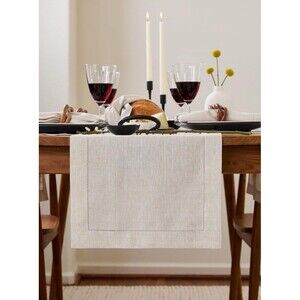 Solino Home Pure Linen Hemstitch Table Runner/Medium Weight Hemstitch 14.5x74